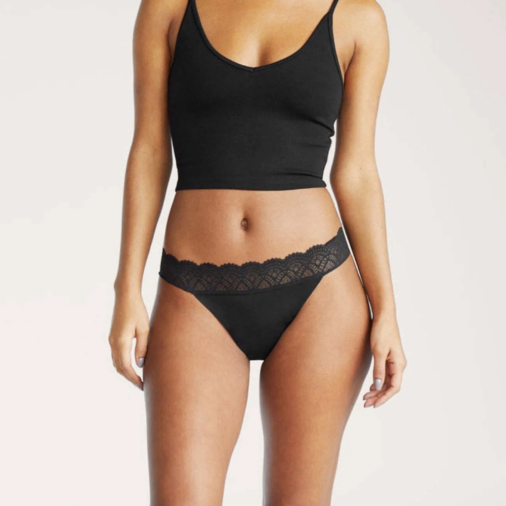 Thinx Black Lace Trim Thong